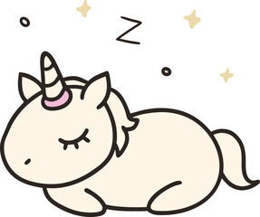 Cute unicorn sleeping illustration