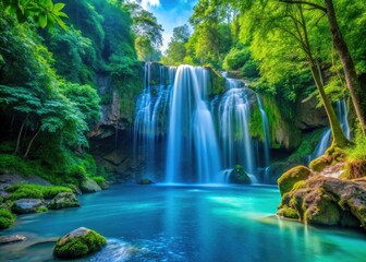 Fototapeta premium Stunning Blue Waterfall Icon on White Background - Vector Design for Nature and Adventure Themes