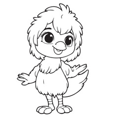 Emu  line art vector on white background