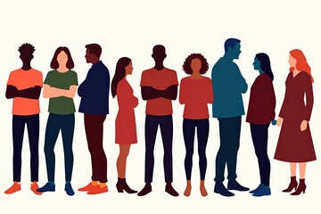 Fototapeta premium Diverse Group of People Standing Together, Perfect for Teamwork, Unity, and Diversity Concepts in Business and Social Media