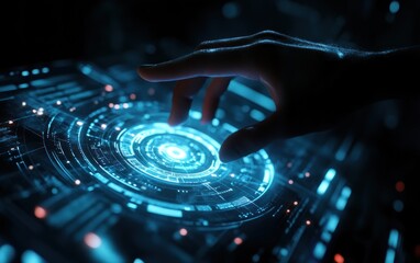 Obraz premium Futuristic Hand on Digital Interface