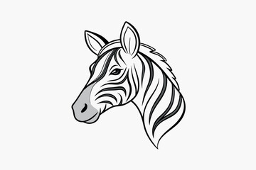 Naklejka premium Zebra Head Line Art Vector Drawing