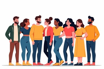 Obraz premium Diverse Group of Happy People Standing Together, Perfect for Teamwork, Unity, and Diversity Concepts in Business and Marketing