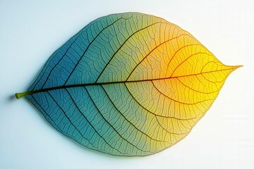 Colorful Leaf with Intricate Veins and Gradient Hue