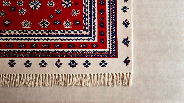 Red and Beige Textile Illustration