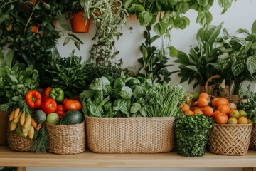 Fresh Organic Vegetables Displayed on Wooden Table
