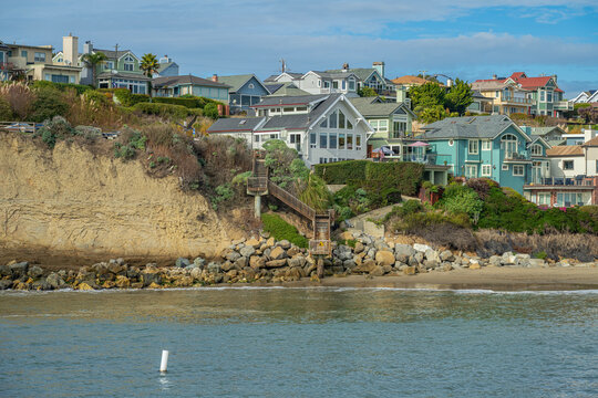 View of the waterfront area in Capitola town California.