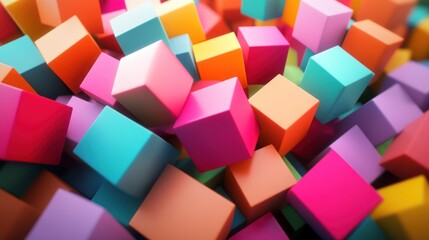 Vibrant Colorful Cubes Abstract 3D Render
