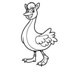 Emu  line art vector on white background