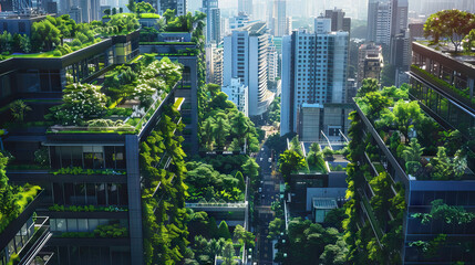 Urban High-Rise Buildings with Integrated Green Roofs and Vertical Gardens