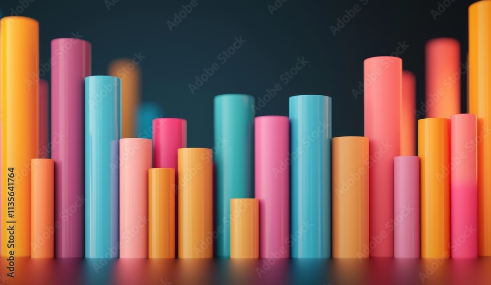 Wall mural a colorful arrangement of cylindrical shapes in various heights and hues, creating an abstract visua