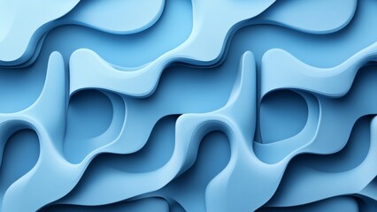Fototapeta premium Abstract design of flowing blue shapes creating a wave pattern