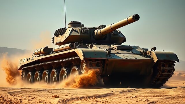 "Ukrainian T-80 Tank in Sand - Powerful Defense