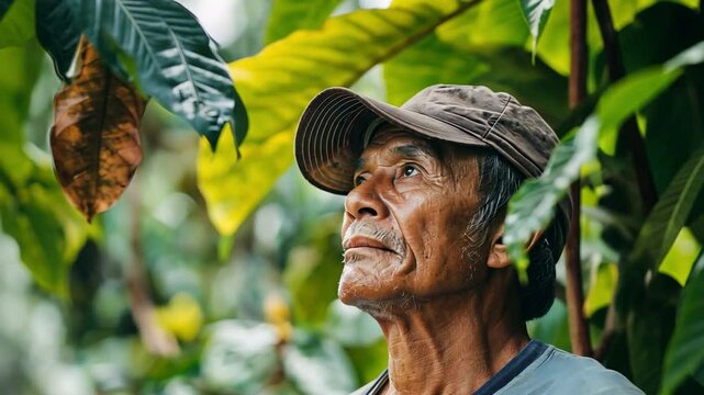 Farmer and coffee,Family-run coffee plantations

