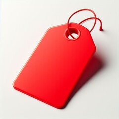 Blank red Price Tag with a string on white background