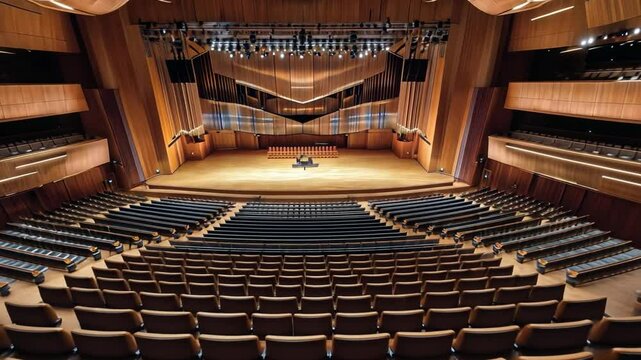 Auditorium for events with tiered seating and superior acoustics.