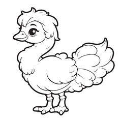 Emu  line art vector on white background