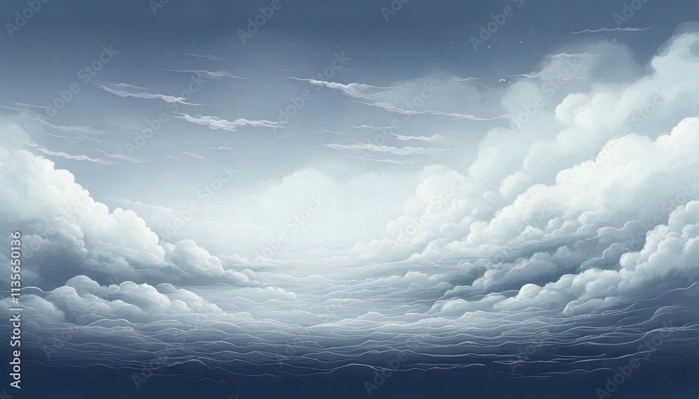 Wall mural illustration of a simple cloudy sky with a thin mist floating