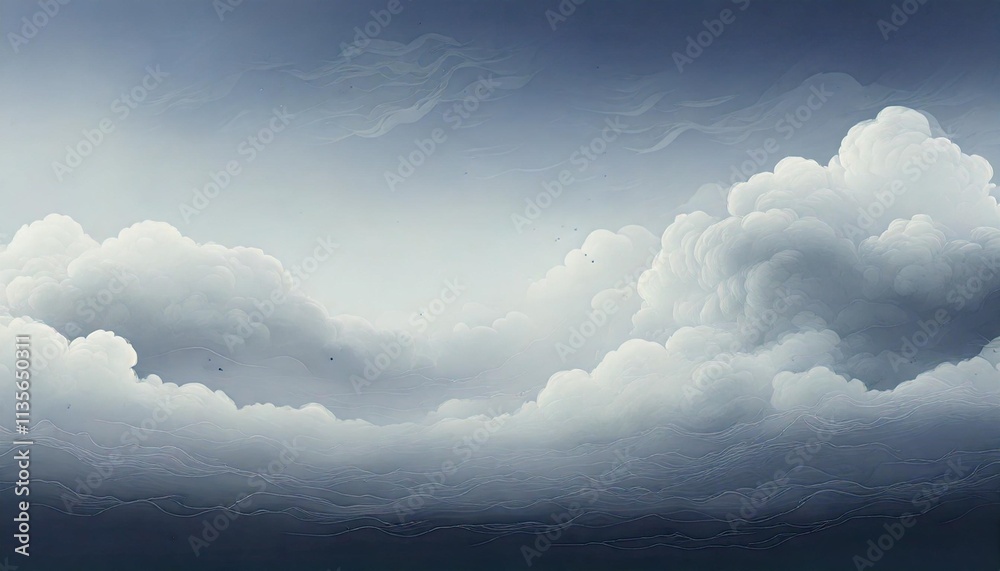 Wall mural illustration of a simple cloudy sky with a thin mist floating in the air