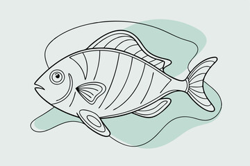 line drawing of tiggerfish  line art vector