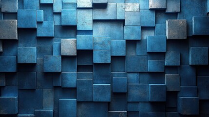 abstract 3d animation geometric background design with blue cubes seamless looped vide