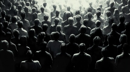 Obraz premium A sea of anonymous faces: A grayscale depiction of a massive crowd