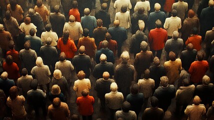 Obraz premium A sea of heads: An evocative painting of a large crowd