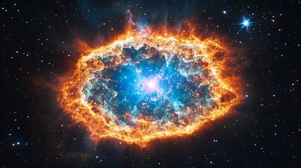 Obraz premium Fiery Ring Nebula: A Cosmic Spectacle in Deep Space. AI Generated