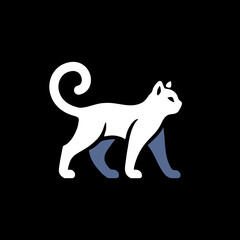 simple silhouette of cat walking vector logo