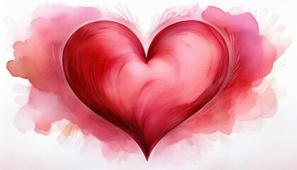 Watercolor Heart in Shades of Pink and Red