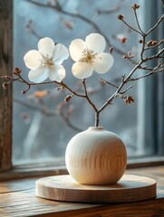 Elegant White Orchid on a Minimalist Display - Perfect for Beauty & Wellness