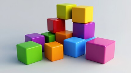 Fototapeta premium Colorful Building Blocks Arranged in a Creative Formation