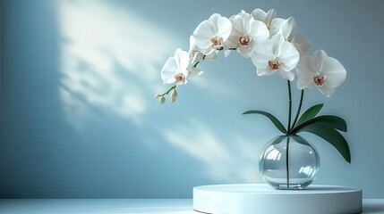 Elegant White Orchid on a Minimalist Display - Perfect for Beauty & Wellness
