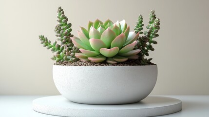 succulent in a pot on a light background