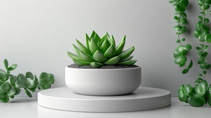 succulent in a pot on a light background