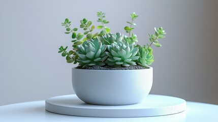 succulent in a pot on a light background