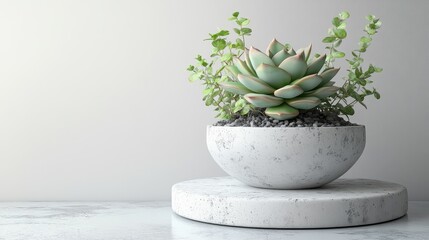 succulent in a pot on a light background
