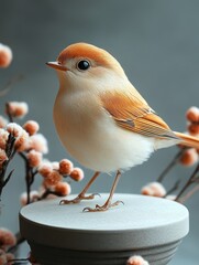 Chic Platform Display: Handcrafted Ceramic Bird Figurine, Miniature Art Sculpture, Elegant Home Decor, Unique Gift Idea