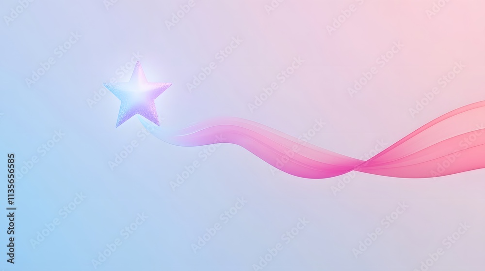 Poster A luminescent star above a smooth upward curve in pastel gradients, representing steady progress and potential
