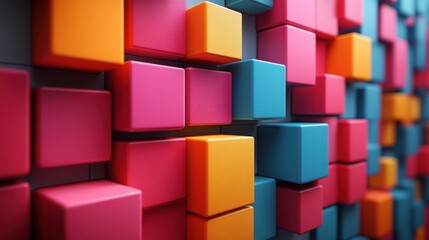 Naklejka premium abstract 3d render geometric background with colorful cubes seamless looped animatio