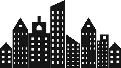 Town Skyline Silhouette. Isolated on White Background