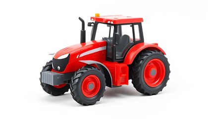 Obraz premium toy red tractor isolated on white