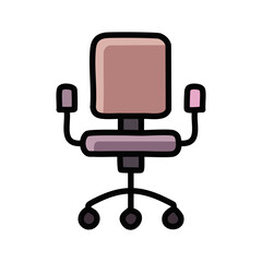 office chair icon over white background, line and fill style, vector illustration