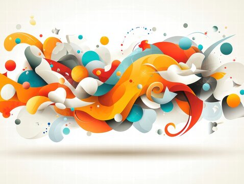 Abstract Colorful Swirls and Bubbles.