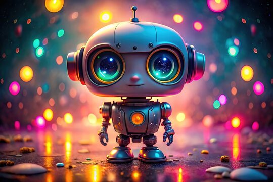 Niedlicher Roboter mit leuchtenden Augen - Drone-Fotografie