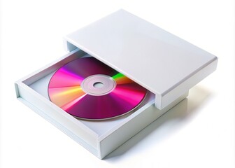 Open Box, CD/DVD Drive, Data Storage, Design Space, White Background