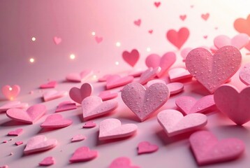 Fototapeta premium Pink Heart Cascade Seamless Texture Background, Abstract Design, Decorative Pattern