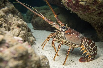 Underwater Close-Up of a Spiny Lobster