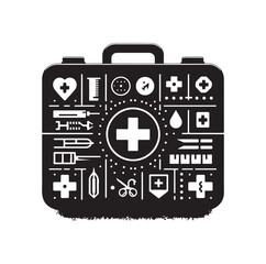 first aid kit box silhouette vector illustration