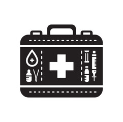 first aid kit box silhouette vector illustration